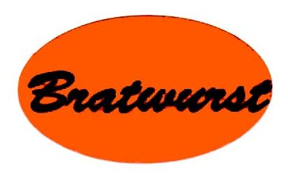 Orange Bratwurst Label